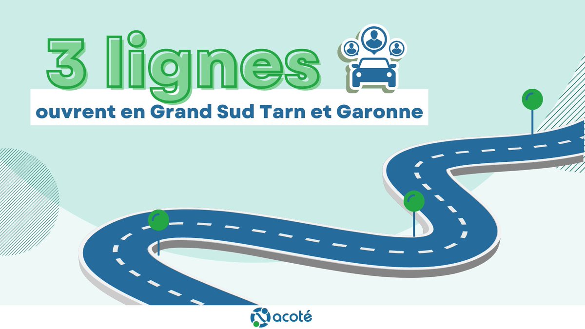 Bonne nouvelle ! 3 nouvelles lignes de #covoiturage ouvrent aujourd'hui vers Toulouse et Blagnac, dans la communauté de communes Grand Sud Tarn et Garonne.

👉 Plus d'infos : illicov.fr/ligne/grand-su…