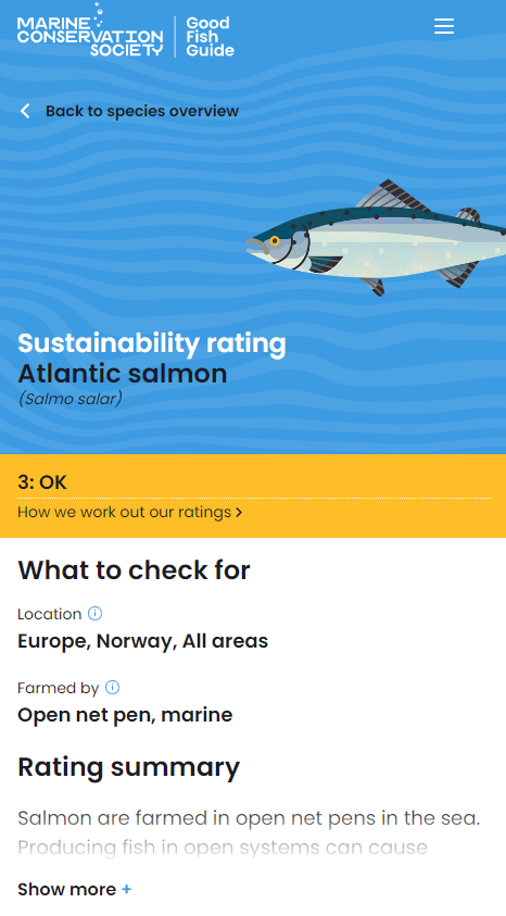 just wanted to shout out @mcsuk's Good Fish Guide to help you buy fish sustainably, it's so good when ur out shopping look for the specific species name on the back any fishy product and type it in here: mcsuk.org/goodfishguide/ here's my tesco hot-smoked salmon farmed in Norway: