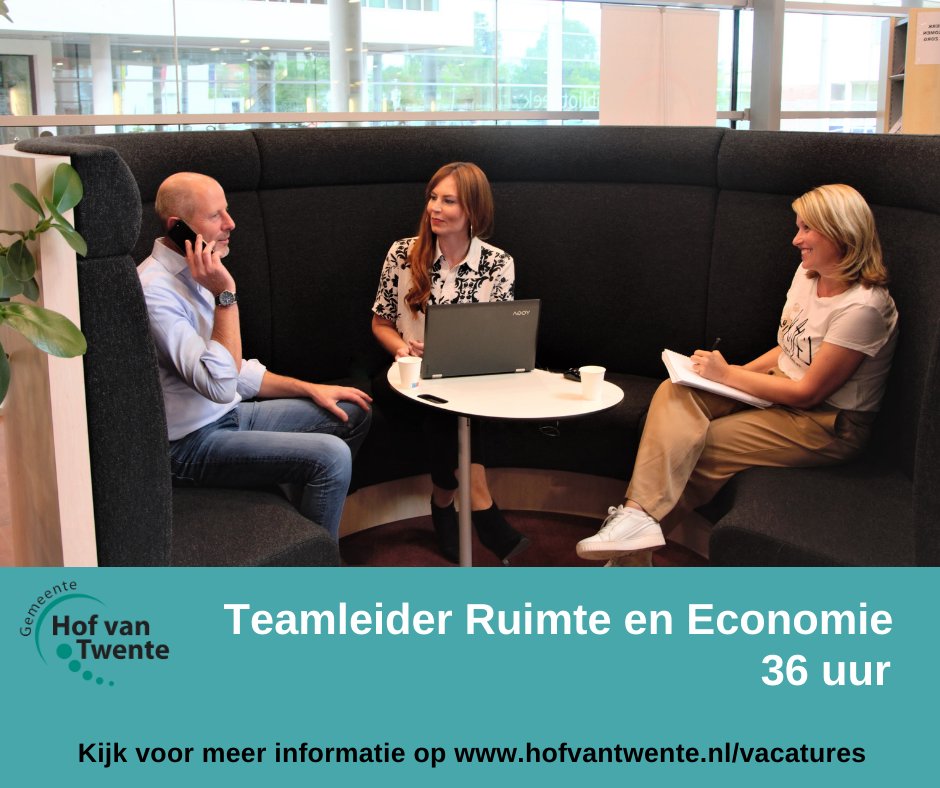 Vacature: Teamleider Ruimte en Economie (36 uur)

Het enthousiaste en gedreven team Ruimte en Economie zoekt een integer en empathisch teamleider die ook innovatief, creatief en pro-actief is. Zie jij jezelf in deze rol? Check dan de vacature via 👉 hofvantwente.nl/vacatures