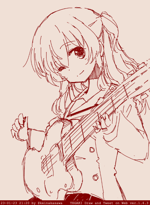 「喜多ちゃぁんギター描けないマン#ぼっち・ざ・ろっく #tegaki_dt 」|なかさわけい㌠のイラスト