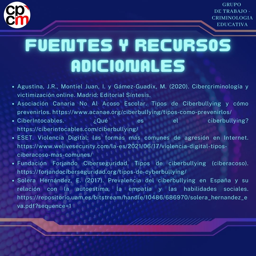 💻📱¿Aún no conoces qué es el Ciberbullying o ciberacoso escolar? Atentos a las nuevas fichas elaboradas por nuestro Grupo de Trabajo de Criminología Educativa: