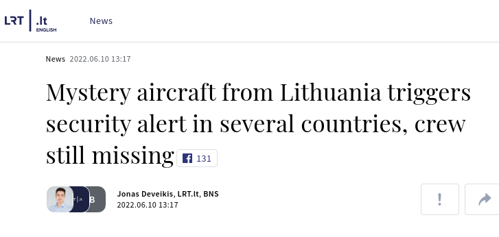 barbouillech's tweet photo. [Flashback June 2022]

"Mystery aircraft from Lithuania triggers security alert in several countries, crew still missing"
➡️https://t.co/7lS37PnRSA (https://t.co/ugwPchrnCK)

@NATO's air police at its best. https://t.co/zc3Ch8MMAX