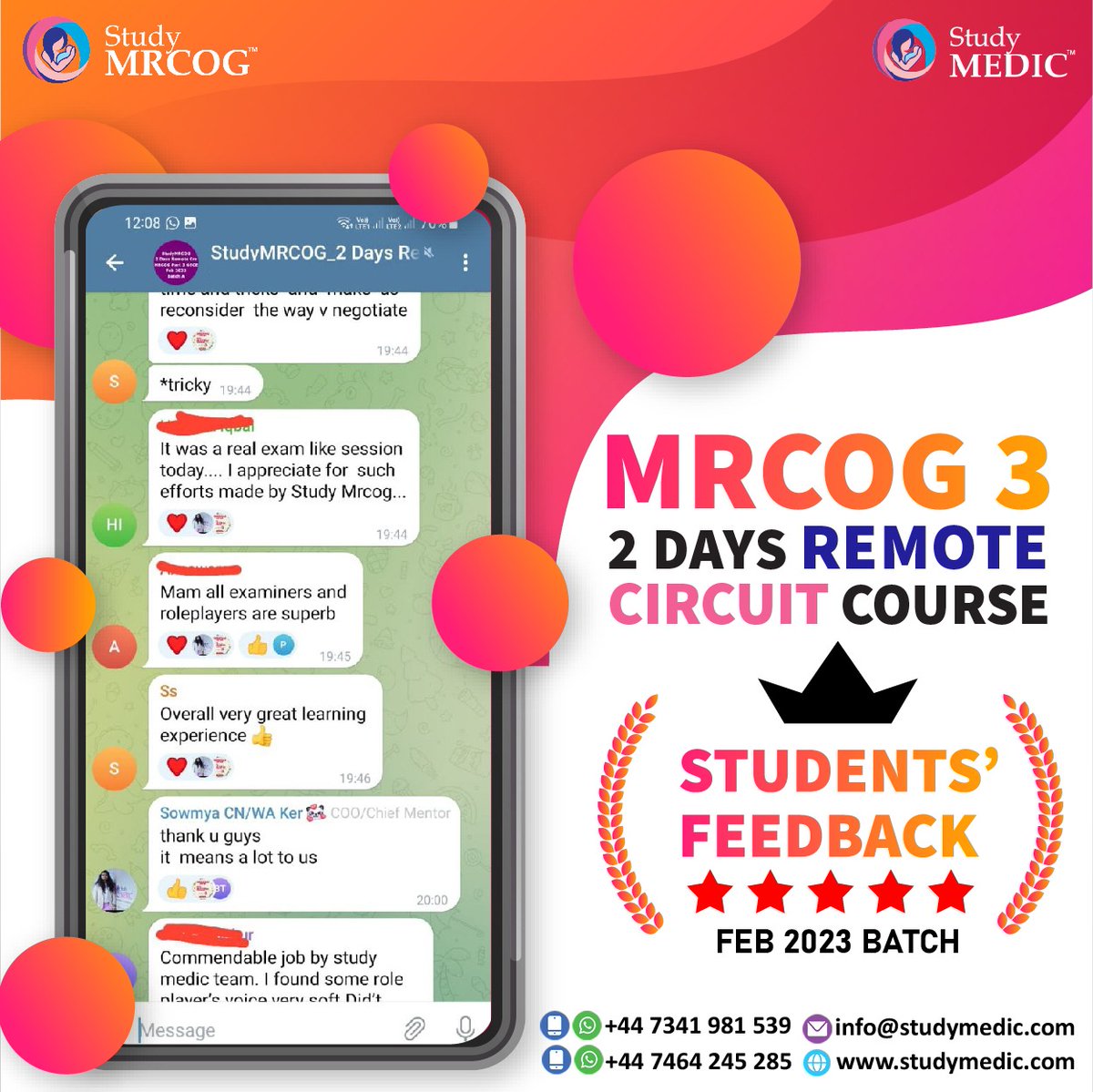 Study_MEDIC's tweet photo. Overwhelming Responses Make Us Proud!
The next Two Days Live Remote Circuit Course is planned on 28 & 29 Jan 2023.
To enroll, contact us π
WhatsApp: https://t.co/EHBD5esrOY
Happy Studying
Team #StudyMRCOG
#MRCOGpart3 #2Daysremotecircuit #MRCOGPart3Feb2023 #StudyMEDICapp https://t.co/25mLVGFTPb
