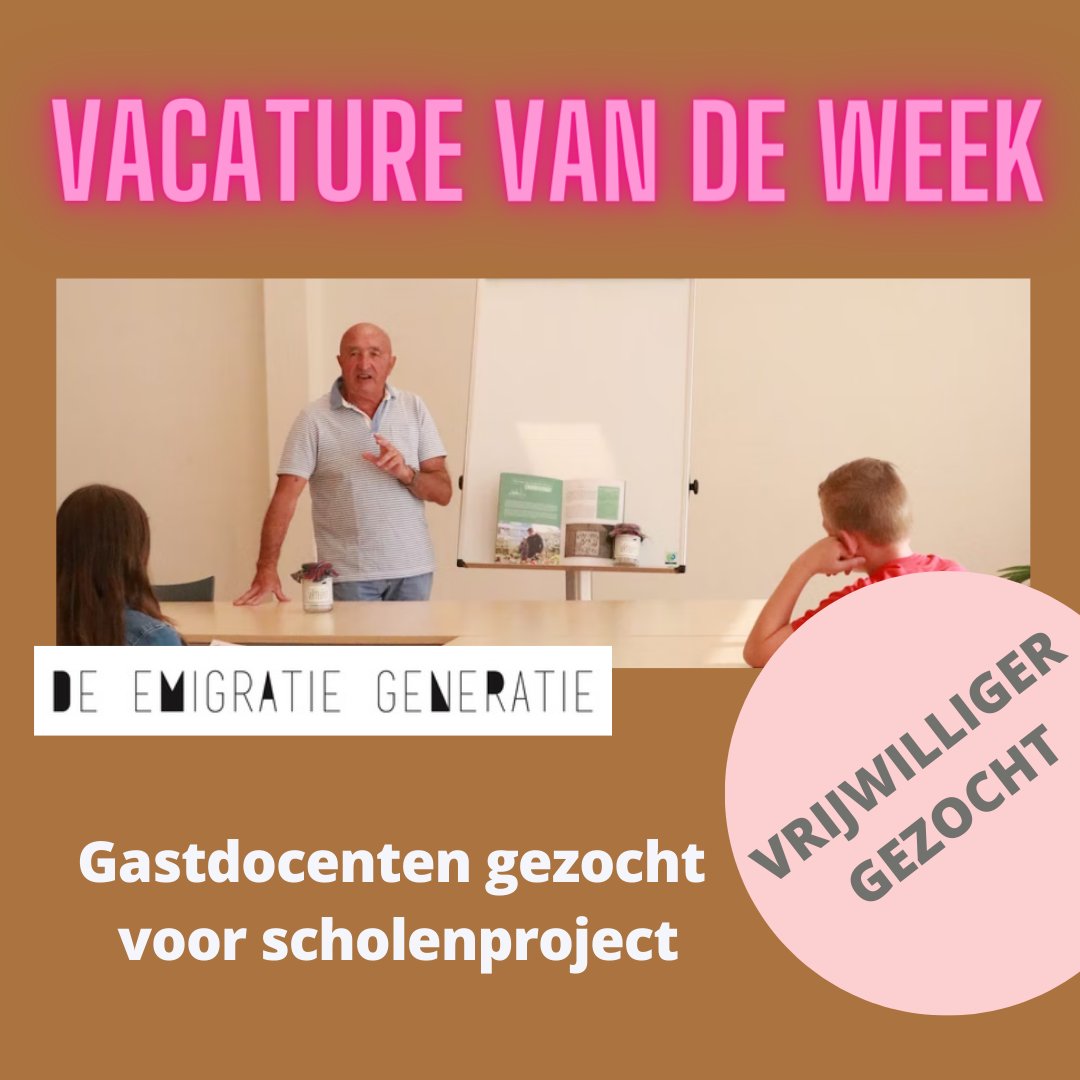 🔥 VACATURE VAN DE WEEK - De emigratie generatie
De emigratie generatie zoekt gastdocenten voor hun scholenproject.

Bekijk deze mooie vacature: vcutrecht.nl/.../Gastdocent…

#vacature #vrijwilligerswerk #utrecht