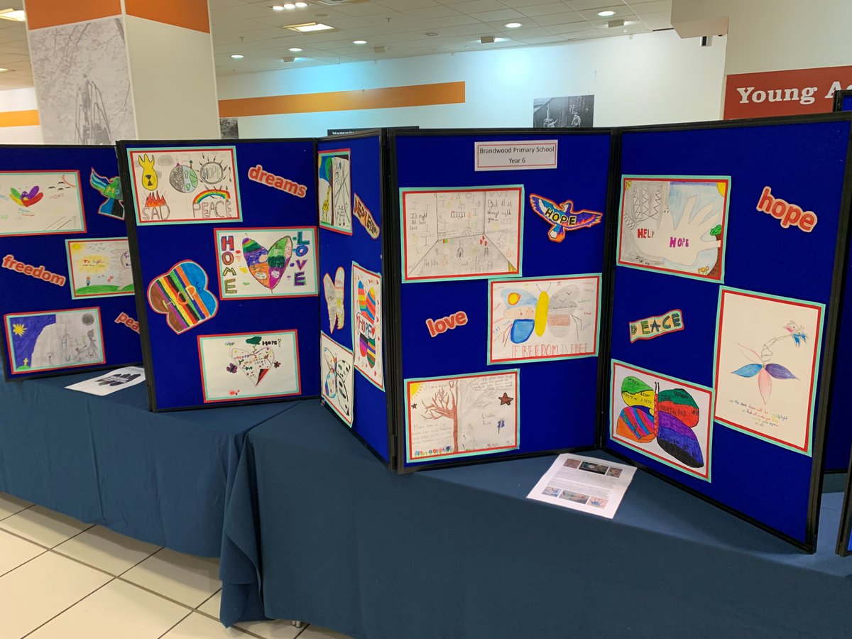 BoltonACIS's tweet photo. Work from our Holocaust Memorial Day Art project is now on display in Crompton Place until Feb 9th. Lots of positive comments from the public whilst it was being put up! Well done Yr6 @StGregorysRCP @StTeresasLL @HorwichParishCE @BoltonSch @stpetersfarn and Brandwood Primary. https://t.co/Ik8fXrktM5