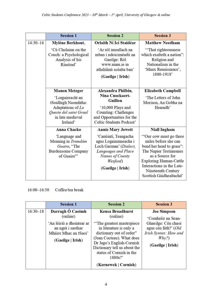 📢 The schedule for the #CelticStudents2023 Conference is here! 🥳 We are proud to have papers in and about all Celtic languages 👏
We hope to see many of you in Glasgow and online!
✏️ Registration is open here: linktr.ee/celticstudents…
1/2