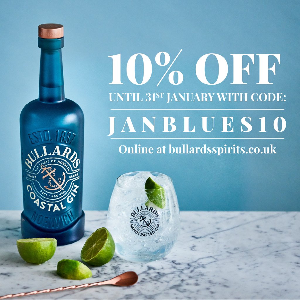 As a little congratulations for getting through the first month of 2023, here's 10% off our full range!🥂 Use code: JANBLUES10 at the checkout to receive your discount. Offer ends at midnight 31/01/23. Head to bullardsspirits.co.uk to redeem 💫