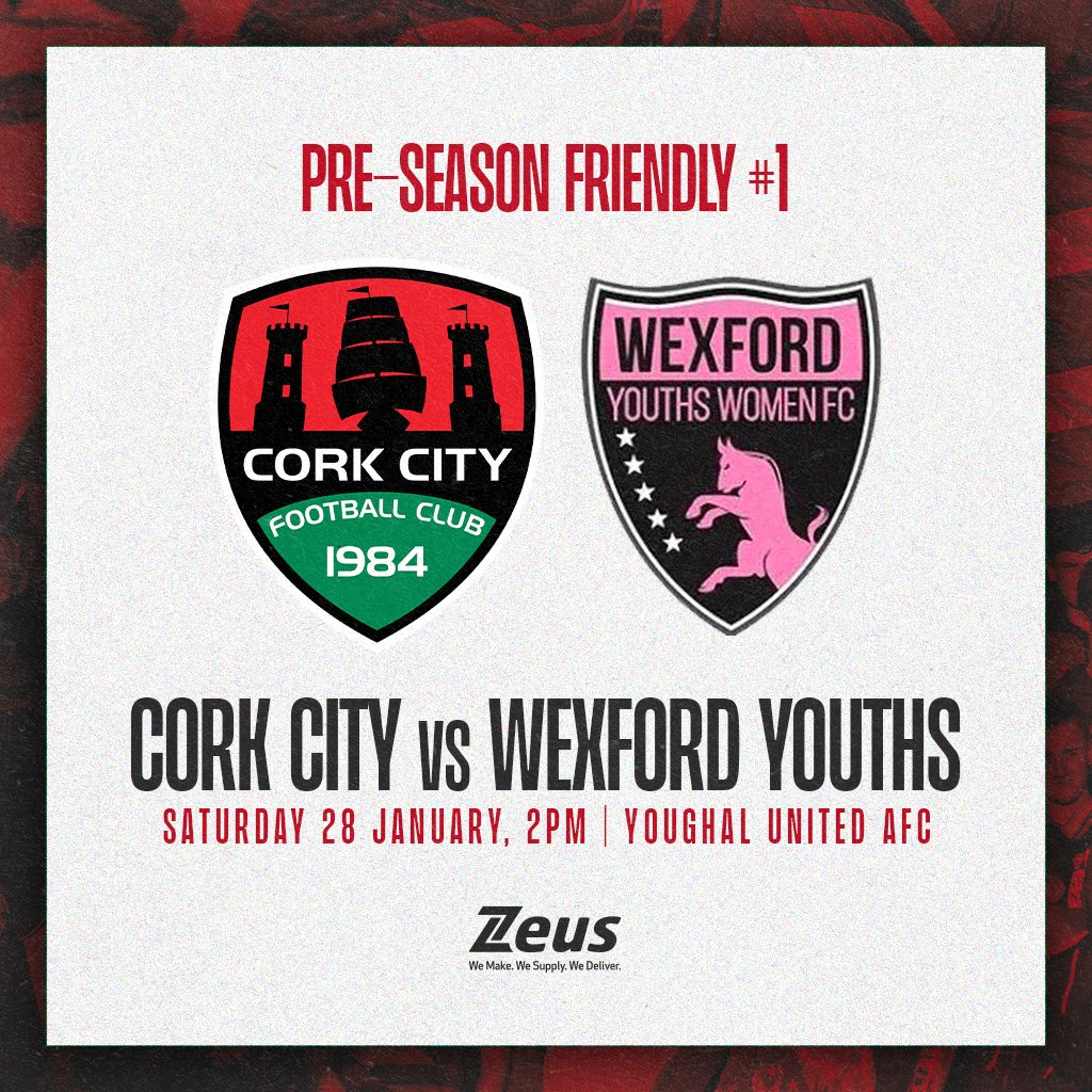 𝗣𝗥𝗘-𝗦𝗘𝗔𝗦𝗢𝗡 𝗙𝗥𝗜𝗘𝗡𝗗𝗟𝗬 📝 We will head to Youghal on Saturday to take on Wexford Youths in our first pre-season friendly match! Kick-off is at 2pm ✅ #CCFC84 | @youghalunited