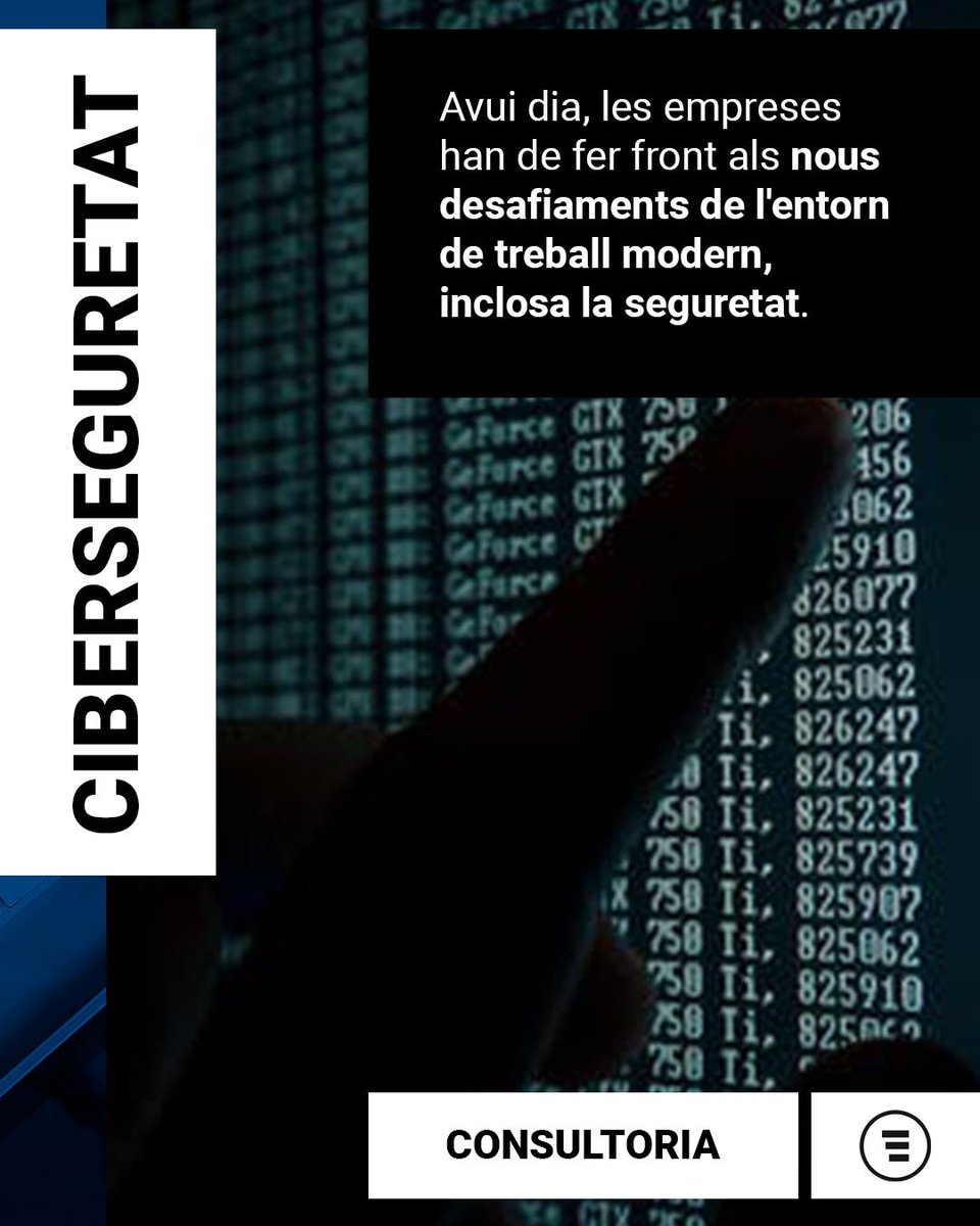 Avui en dia les empreses han de fer front als nous desafiaments de l’entorn de treball modern, inclosa la seguretat. 
#ciberseguretat Consultoria
⏬