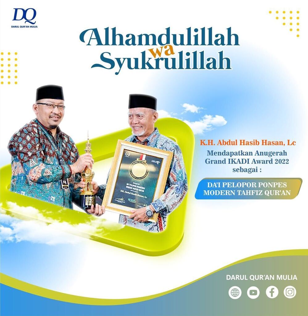 dqmulia's tweet photo. Alhamdulillah..
Wa Syukrulillah..

K.H. Abdul Hasib Hasan, Lc mendapatkan anugerah Grand IKADI Award 2022 sebagai "Da'i Pelopor Ponpes Tahfizh Qur'an."

K.H. Abdul Hasib Hasan, Lc menyampaikan dalam pidatonya, rasa syukur kepada Allah SWT, dan terimakasih kepada IKADI. Belia… https://t.co/8mhdCPnNKl