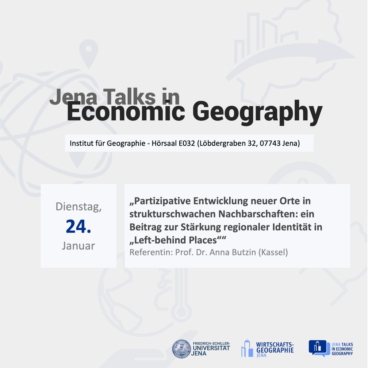 wigeo_jena's tweet photo. Morgen spricht @ButzinAnna bei den #JTalks über #Partizipation und regionale Identitäten in Left-behind Places. Wir freuen uns schon sehr und sind wahnsinnig gespannt! https://t.co/Ey8bBCIOOW