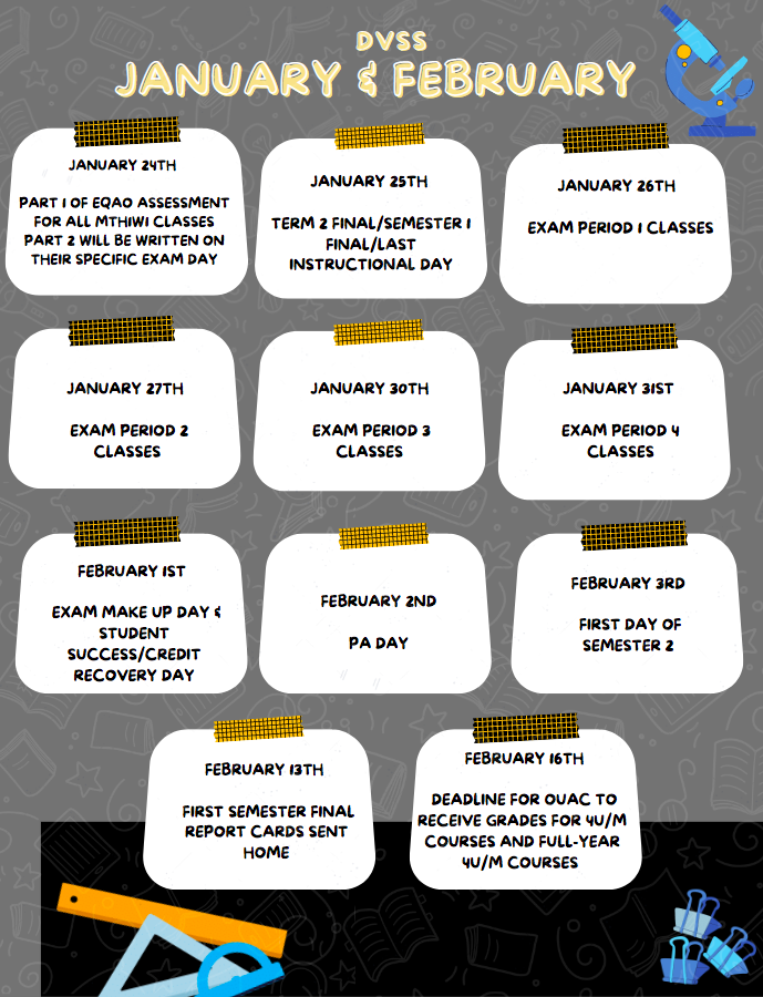 Dundas Valley Secondary School (@dvss_hwdsb) on Twitter photo Gryphons!  Have questions about the schedule for the last few days of semester 1 and the exam period? Gryphons!  Have questions about the schedule for the last few days of semester 1 and the exam period?