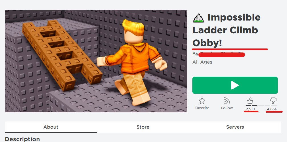 ponchogirl2's tweet photo. Found Game Copy thumbnail's Don't Like's Called "⛰️ Impossible Ladder Climb Obby!" Named Youtuber stolen thumbnail Sketch's Video Drama Arrest Your game's https://t.co/ZcIKIs90lg