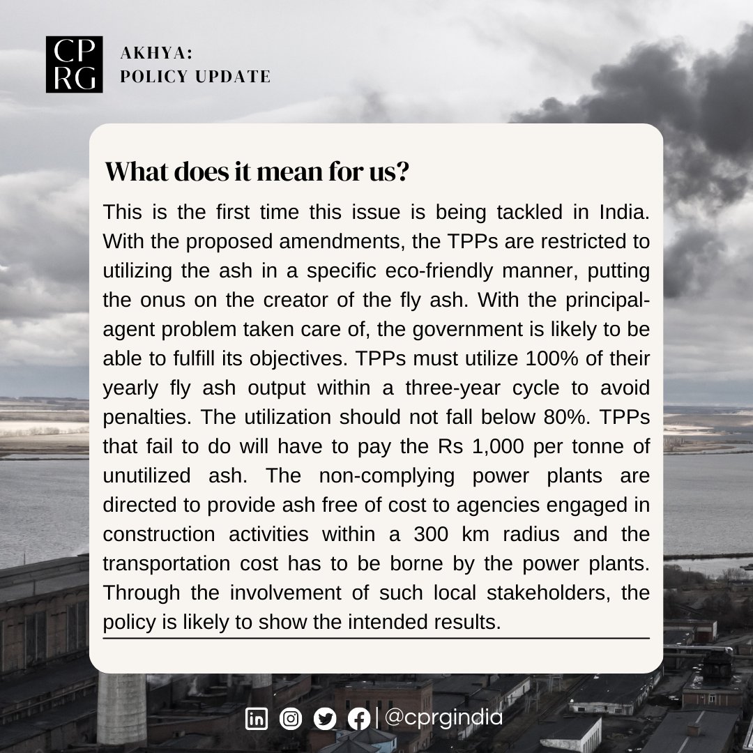 CPRGIndia's tweet photo. @moefcc has notified norms for fly ash utilisation by power plants. However, what does the policy mean and what implications does it have for us?
Find some of your answers here.
#cprgindia #india #environment #power #climatechange #flyash #flyashbricks
@RamanandDelhi https://t.co/bjle5DP4FJ