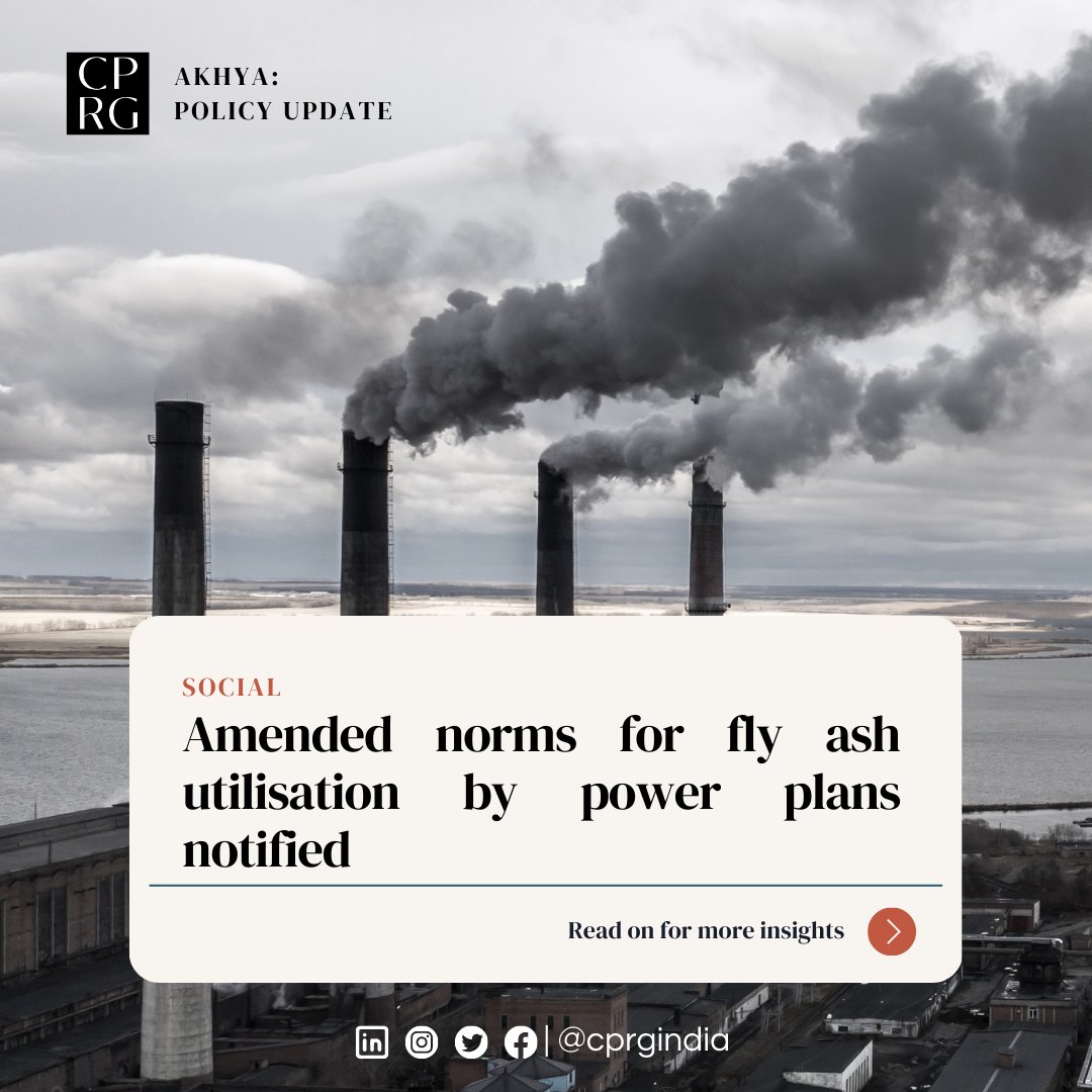 CPRGIndia's tweet photo. @moefcc has notified norms for fly ash utilisation by power plants. However, what does the policy mean and what implications does it have for us?
Find some of your answers here.
#cprgindia #india #environment #power #climatechange #flyash #flyashbricks
@RamanandDelhi https://t.co/bjle5DP4FJ
