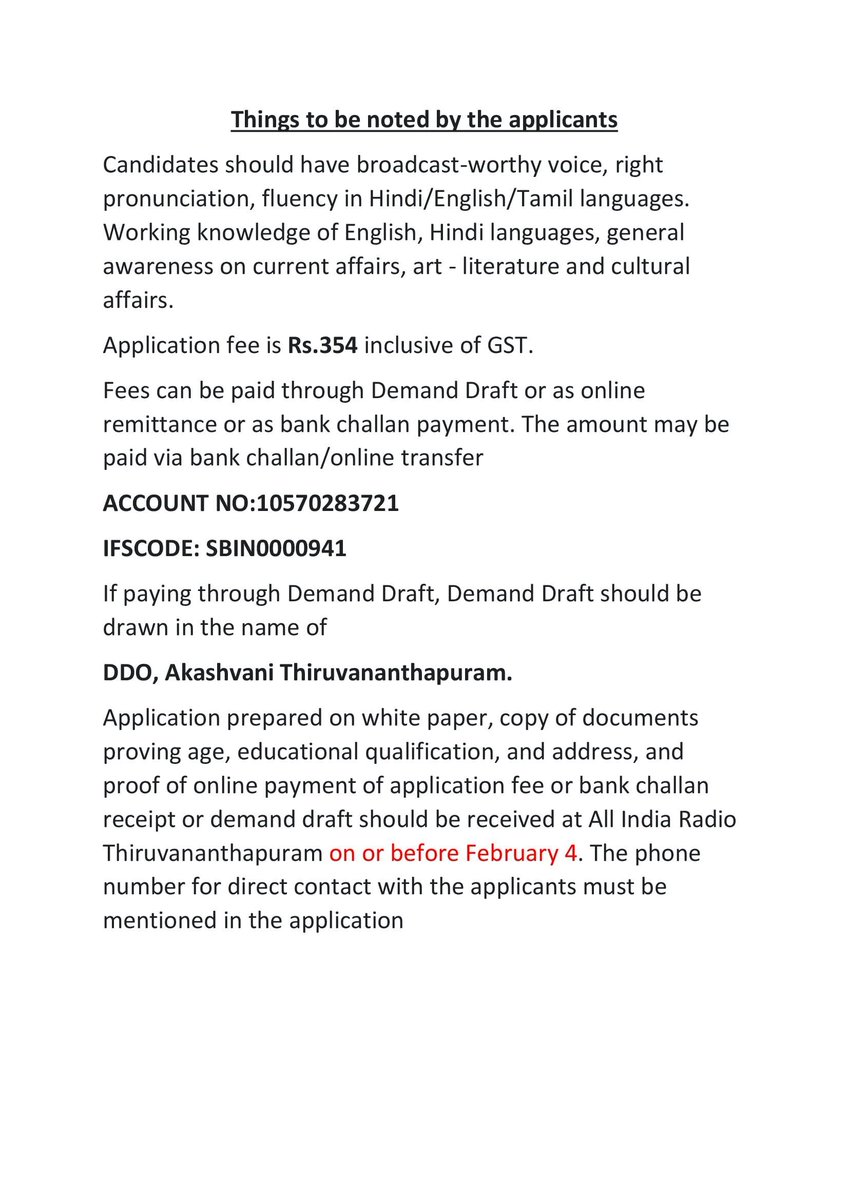 mriduljacob's tweet photo. #JobAlert
#AkashvaniThiruvananthapuram
#PrasarBharati
#ContractStaff https://t.co/Oe7SOXElXb