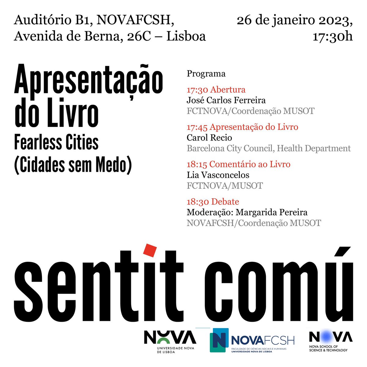 cid_impossiveis's tweet photo. O livro Fearless Cities - municipalismo local em ação vai ser lançado esta quinta-feira 26 jan na FCSH 

Os movimentos pela habitação, mobilidade, clima, apoio social juntaram-se sem medo no livro @FearlessWAW que agora chega a Portugal com Carol Rossio do @bcnencomu https://t.co/0uwxmDmf13