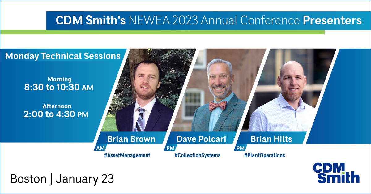 sasek_robin's tweet image. Brrrrrrr! It's cold outside but our lineup of presentations at #NEWEA2023 on the hottest topics will warm up your Monday! Brian Brown kicks off a stellar schedule of #CDMSmith presentations this week, followed by Dave Polcari and Brian Hilts this afternoon.