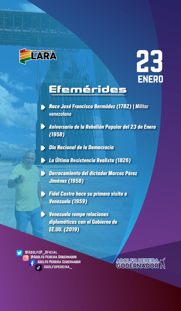 #23Ene Buenos días, vamos a seguir construyendo, con más fuerza el país y la Lara potencia que soñamos! Sigamos Venciendo. 👊