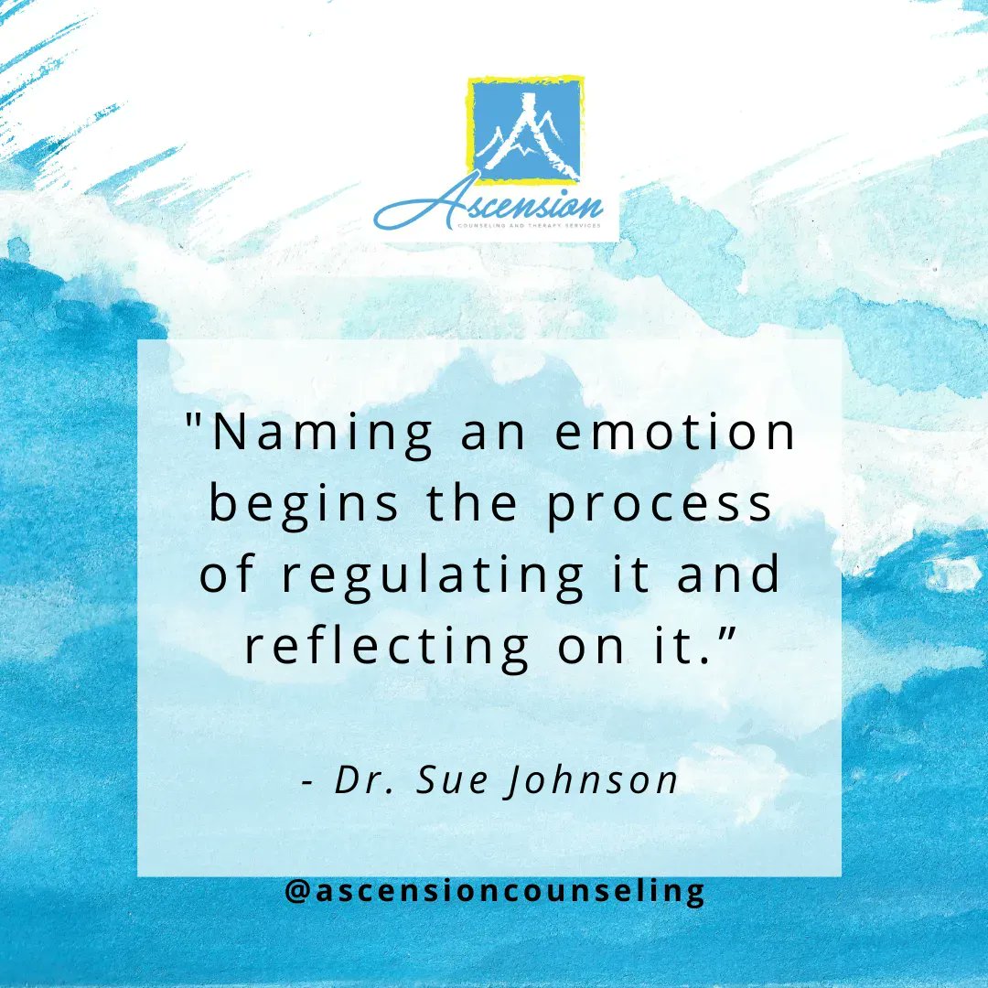 'Naming an emotion begins the process of regulating it and reflecting on it.” - Dr. Sue Johnson

 #intergenerationaltrauma #historicaltrauma #complexPTSD #traumatherapy #EMDRTherapy #ascensioncounselingcle #mftcle #attachmenttheory #EmotionallyFocusedTherapy #secureattachment