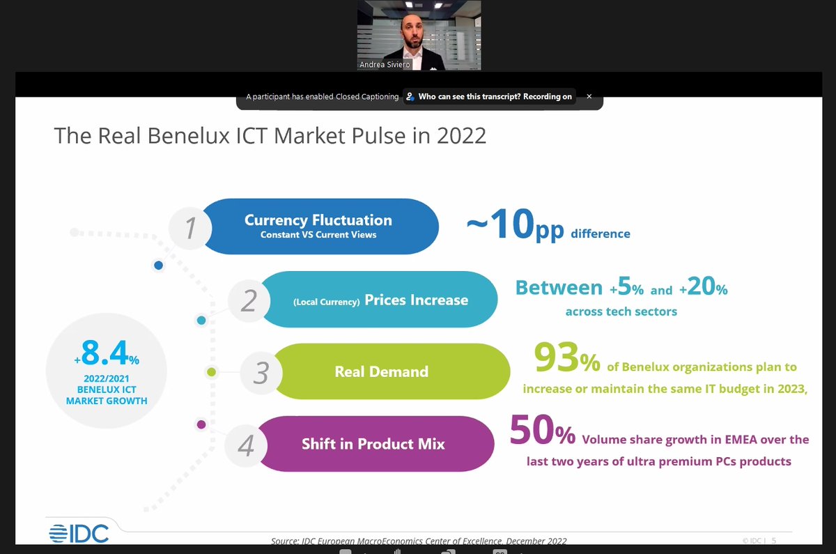 We are coming from still another very positive year for the #ICT Market, although different factors affect the market growth beyond the pure #techbuyers demand, says IDC’s <a href="/sivieroand/">Andrea Siviero</a> #idcdirectionsbenelux