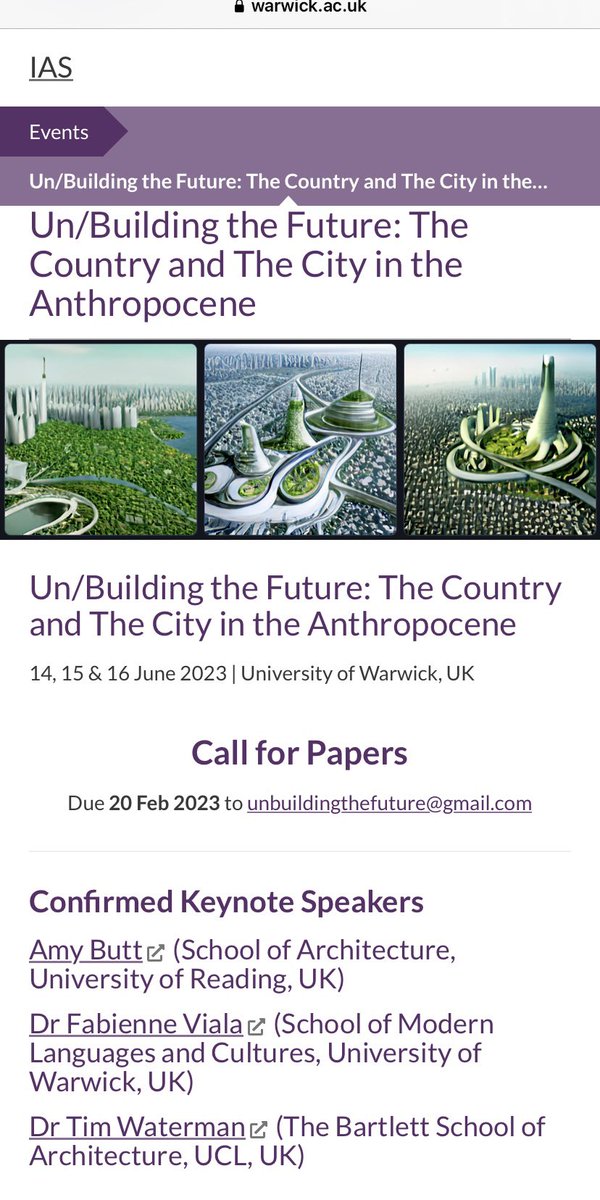 Doç. Dr. Emrah Atasoy, FHEA (@atasoyemrahh) on Twitter photo Quick reminder that abstracts are due on Feb20 for our conference, Un/Building the Future:The Country and the City in the Anthropocene!The conference will take place 14-16 June 2023 at the University of Warwick.@IASWarwick <a href="/warwickuni/">University of Warwick</a> <a href="/nora_castle/">Dr Nora Castle</a> <a href="/JoePLDavidson1/">Joe Davidson</a> <a href="/UtopianSJournal/">Utopian Studies: Journal of the Soc for Utopia St</a> Quick reminder that abstracts are due on Feb20 for our conference, Un/Building the Future:The Country and the City in the Anthropocene!The conference will take place 14-16 June 2023 at the University of Warwick.@IASWarwick <a href="/warwickuni/">University of Warwick</a> <a href="/nora_castle/">Dr Nora Castle</a> <a href="/JoePLDavidson1/">Joe Davidson</a> <a href="/UtopianSJournal/">Utopian Studies: Journal of the Soc for Utopia St</a>