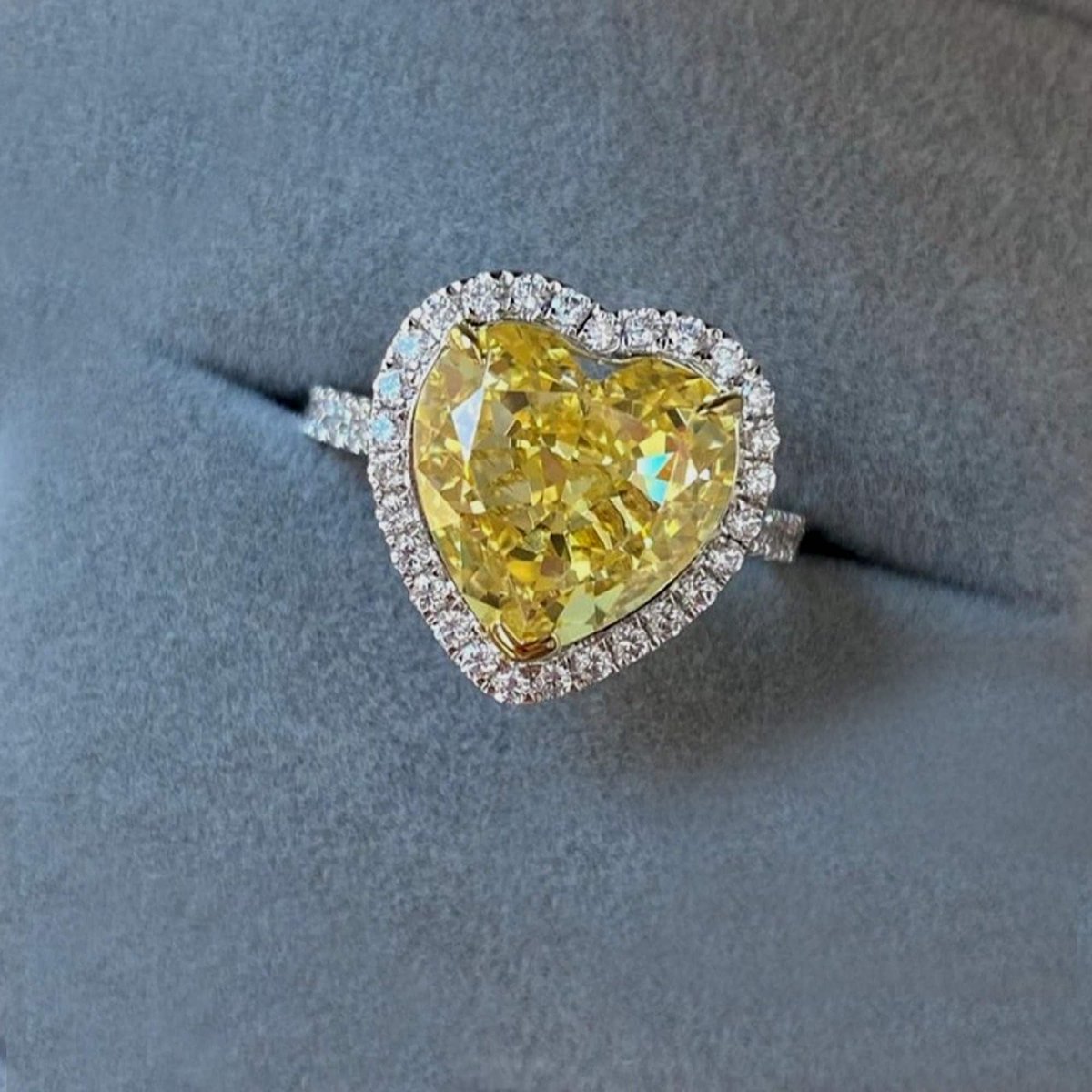 Excited to share the latest addition to my #etsy shop: Fancy Diamond Ring, Canary Yellow Engagement Ring, 3.3Ctw Heart Shaped Halo Wedding Ring, etsy.me/3J971Mm ##yellowmoissanite #canaryyellow #fancydiamondring #haloring #hearshapedring #heartcutring #wedding