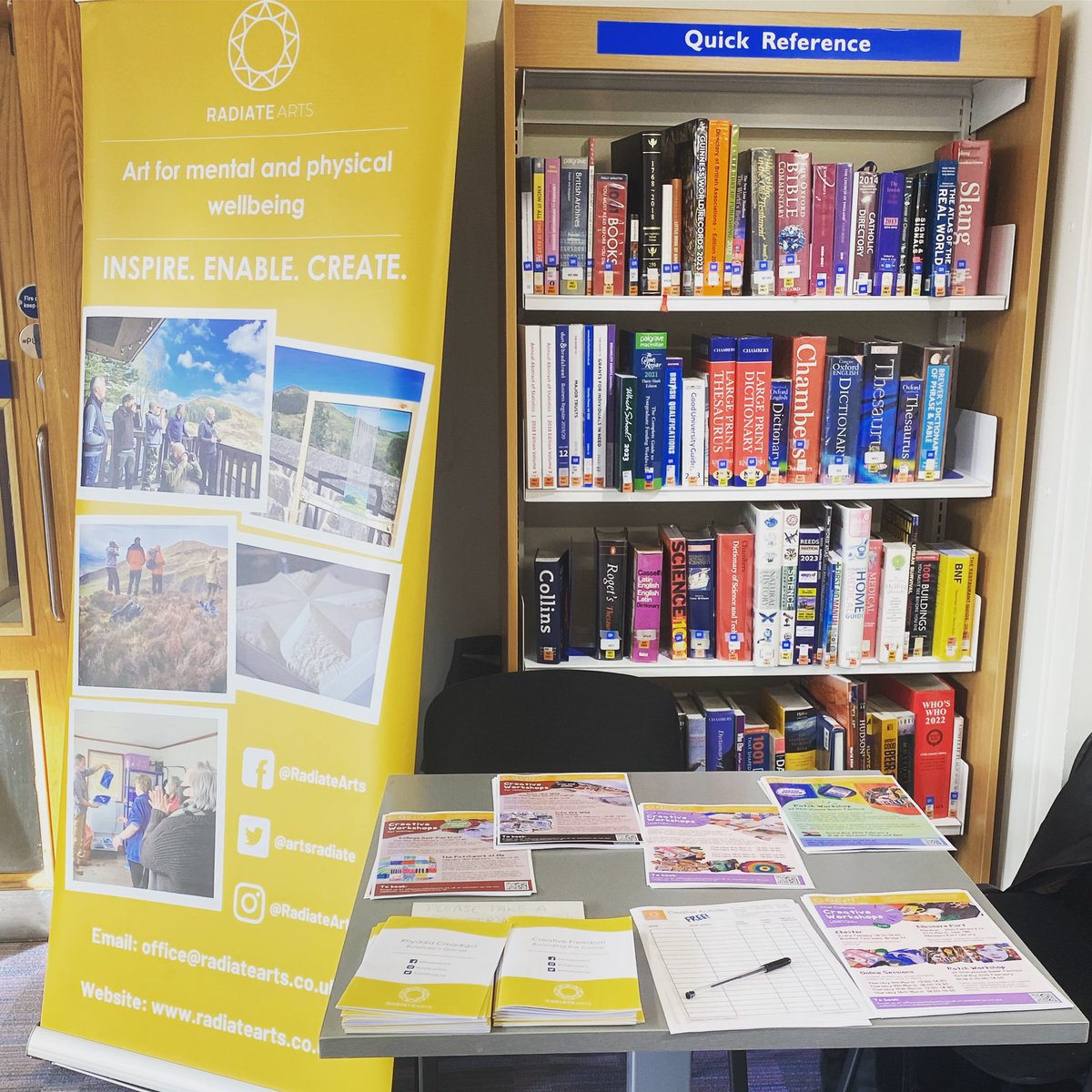 Today we’re in Ellesmere Port library! Come and meet us to find out about our upcoming FREE workshops, including:

- True Colours Workshops, for LGBTQ+ people, in Ellesmere Port, Chester, and Online
- Into the Wild Online Workshops for veterans
- Online workshops for women