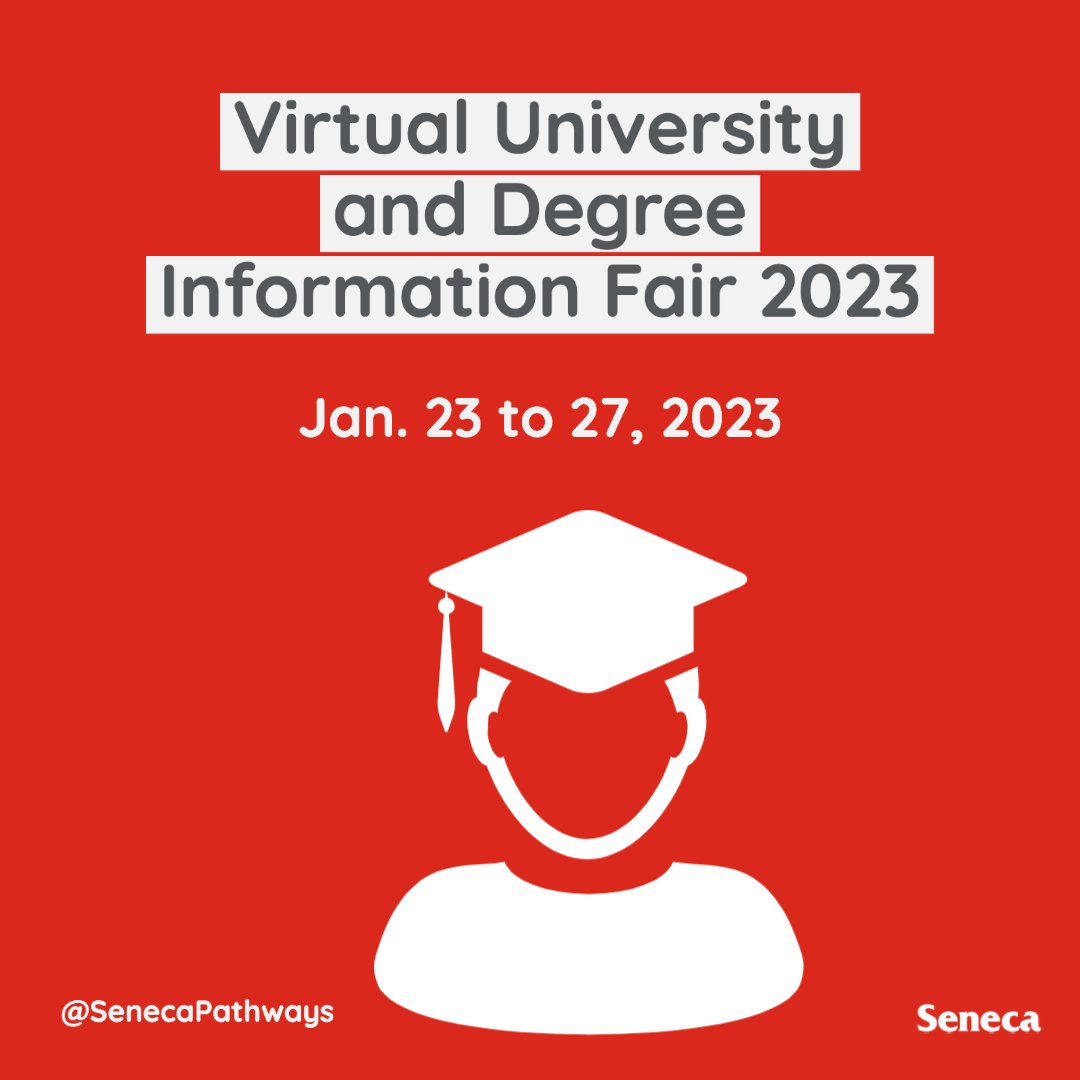 SenecaPathways's tweet image. The Virtual University and Degree Information Fair begins today! 

Attend to explore your pathways options with more than 20 partner institutions. 🎒It is happening all week long! 

Register here: bit.ly/UDIF2023

#SenecaPathways