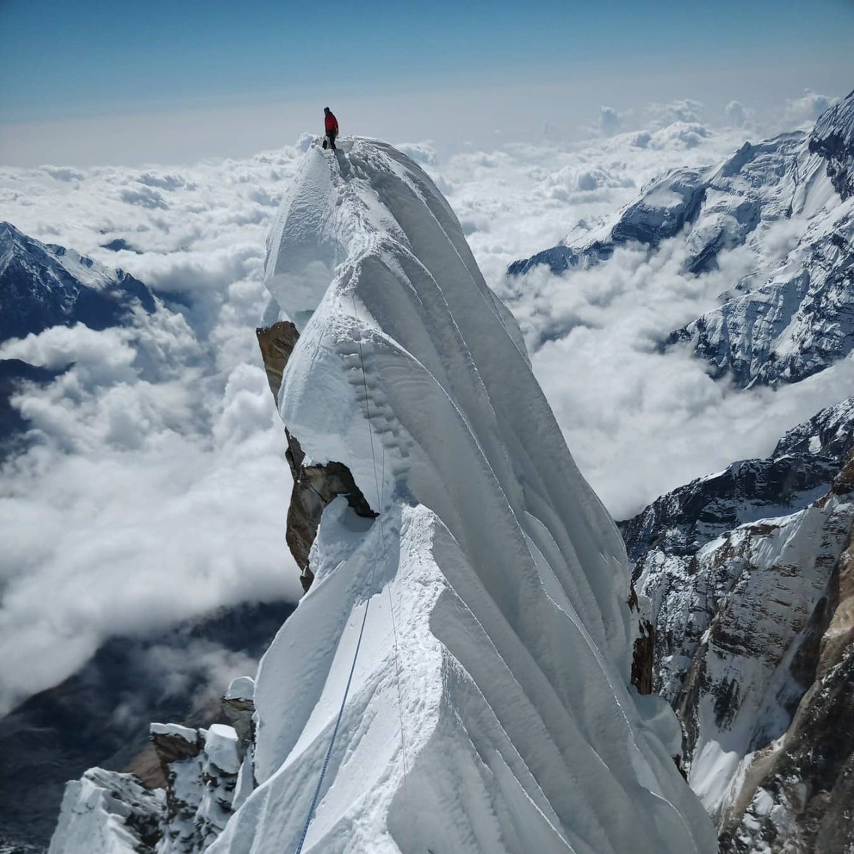“I want to stand as close to the edge as I can without going over. Out on edge you see all kinds of things you can't see from the center.” ― Kurt Vonnegut.

Photo showing a Ukrainian climber somewhere on the SE ridge of Annapurna III (7555 m), Autumn 2021. ©: Nikita Balabanov.