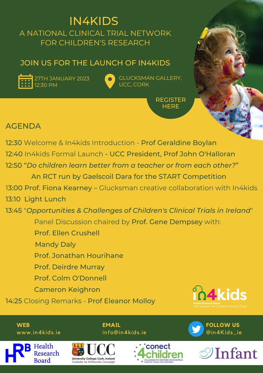 Including the voices of people with #lived_experiences in #research is central to the ethos of @in4Kids_ie. We are delighted to have Cameron Keighron from @d1nowIE and Mandy Daly from @IrishNeonatal participate in our panel discussion.
Join us: eventbrite.com/e/in4kids-clin…