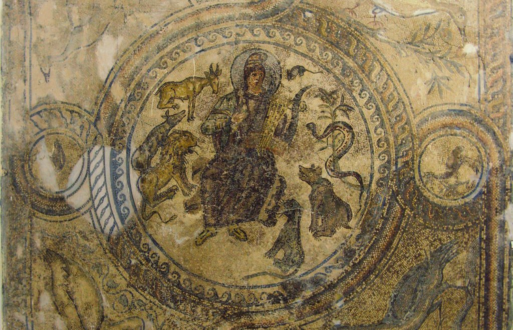 SokolowskiLuk's tweet photo. Beasts listening to Orpheus, mosaic in the museum at Ptolemais in Libya #RomanLibya #romanarchaeology 
#MosaicMonday https://t.co/CvDQpMJ1MX