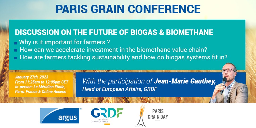 JM_Gauthey's tweet photo. If you wonder :
• Is #Anaerobicdigestion important for farmers ?
• How much #feedstock is available to produce sustainable #biomethane ?
• Is #farming & #biogas systems complementary ?
Join me at the 2023 #GrainConference to discuss it🍃
Register here👉https://t.co/BT8AkdqKET https://t.co/kKG3GwCKtm