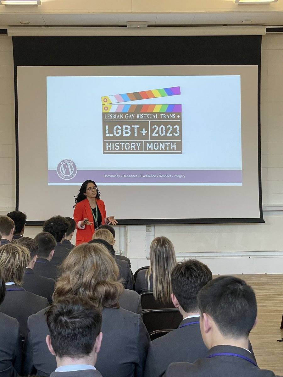 worthinghighdc's tweet photo. An informative and moving assembly in preparation for LGBTQ+ History Month next month. Thank you Ms Fallahi and Abi for delivering such an important message of inclusivity 🏳️‍🌈💕#inclusion #LGBTHistoryMonth #Awareness #education https://t.co/KLnbZ4gWNy