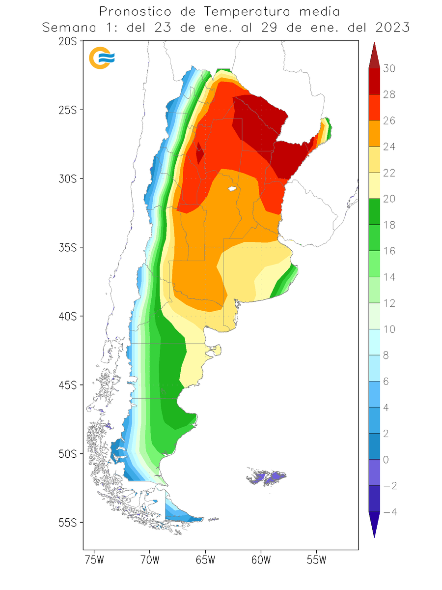SMN_Argentina's tweet photo. #PRONÓSTICO SEMANAL 🌡️🌧️

Durante esta semana esperamos #lluvias en el centro y el norte argentino, con los mayores valores de precipitación acumulada en el NOA. 

Además, continuará el calor con una #temperatura promedio que puede superar los 28°C en el NEA. https://t.co/i9MNePN5Qm