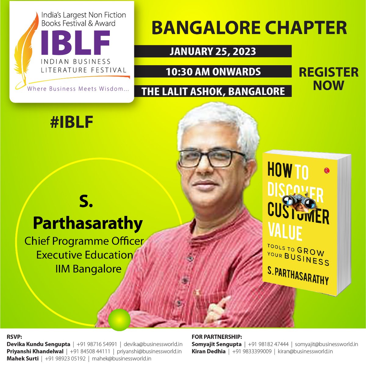 BWBusinessworld's tweet photo. BLF is coming to Bengaluru
Don't miss out, Register now: https://t.co/L4oILXOyq4 

Meet the Leading Global Authors at India's Non-Fictional Literature Fest now in Bengaluru on January 25, 2023, at The LaLit Ashok, Bangalore #IBLF https://t.co/uBhQIijiET