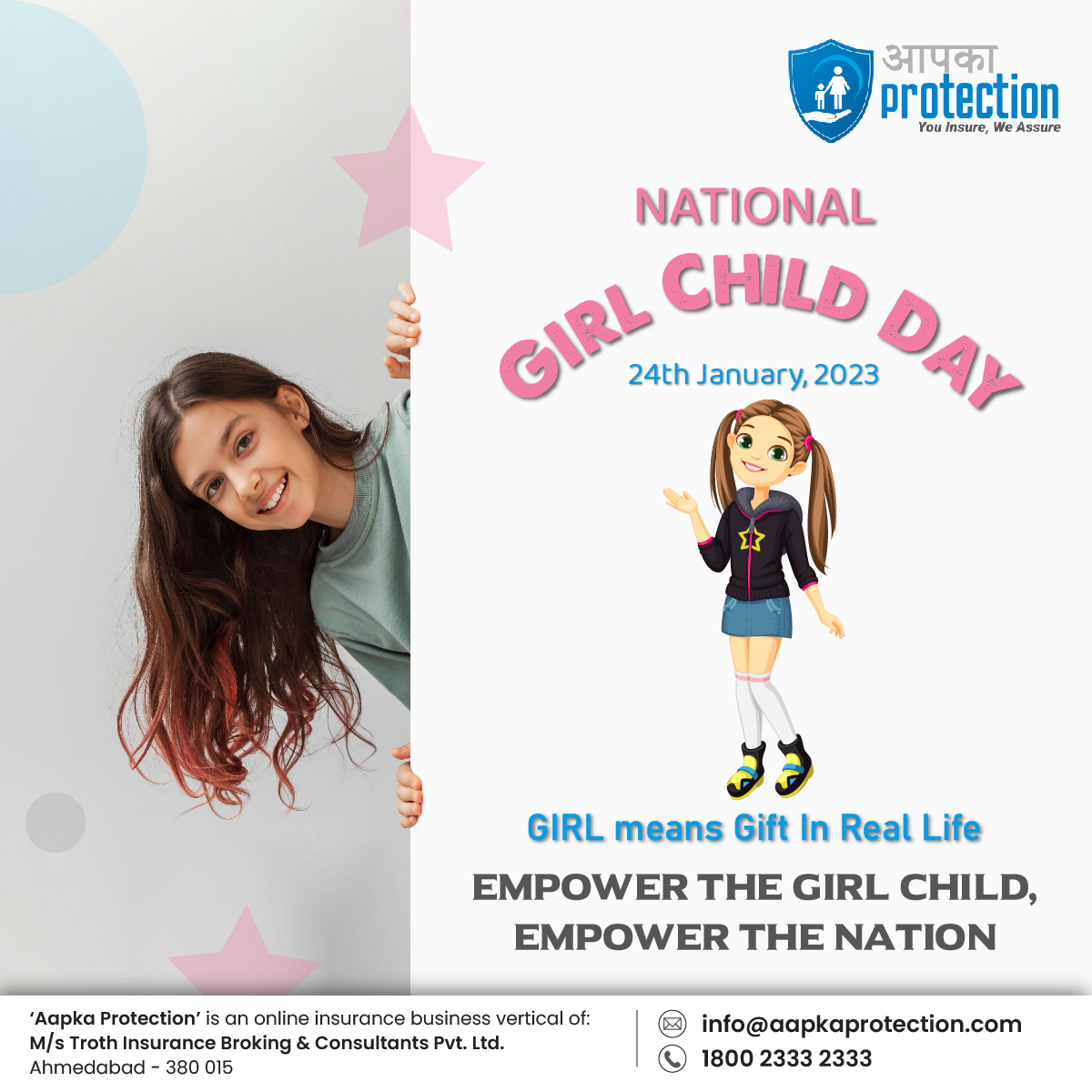 AapkaProtection's tweet photo. To ensure empowerment in the true sense, we have to build the scope and outreach for girls to make choices through better skills, capabilities, and self-esteem; help them develop equitable relations within the family, the community and other stakeholders in the society. https://t.co/ii40hq86NH