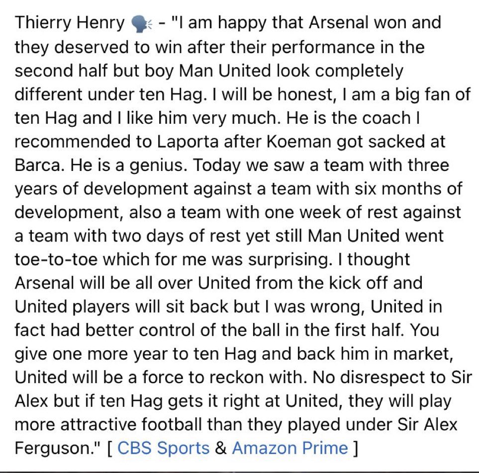 Thiery Henry on Erik ten Hag's progress at Man Utd. WOW!!!