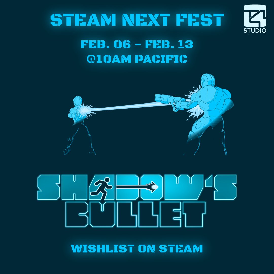 sbulletgame's tweet photo. Hello everyone!

We're taking part in the Steam Next Fest! 🔥🔥🔥

See you on Feb 06 at 10am pacific until Feb 13 on our Steam page for a broadcast! 😊

Wishlist Shadow's Bullet! 🔥

#steamnextfest #steam #gamedev #indie #indiedev https://t.co/e8eJafNO67