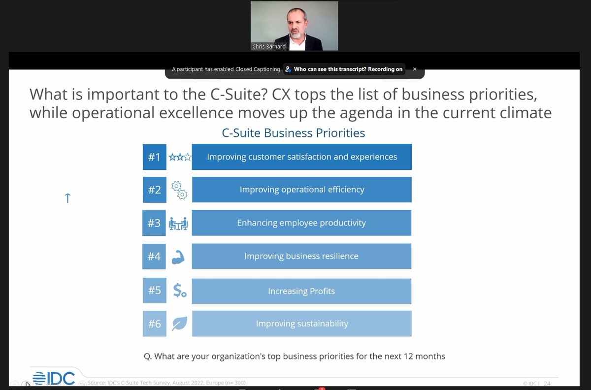 cbarnard_IDC talking about what is important to the #CSuite. #idcdirectionsbenelux