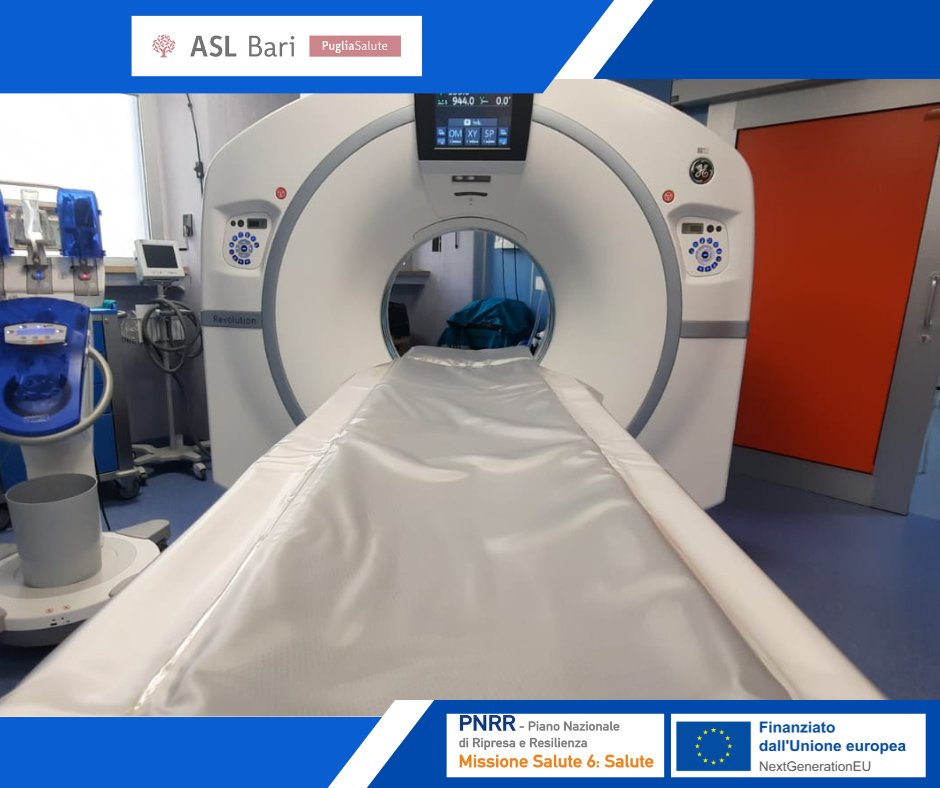 AslBari's tweet photo. La prima #TAC128slice acquistata con fondi PNRR in #Puglia è entrata in funzione stamattina, a tempo di record, nell’#OspedalediPutignano
#ASLBari #PNRR #Radiologia #ammodernamento #tecnologia #grandiapparecchiature #fondiUE #Missione6 #Salute
➡️ Leggi qui https://t.co/ZsdofwLLVu https://t.co/KKzPMD7ECR