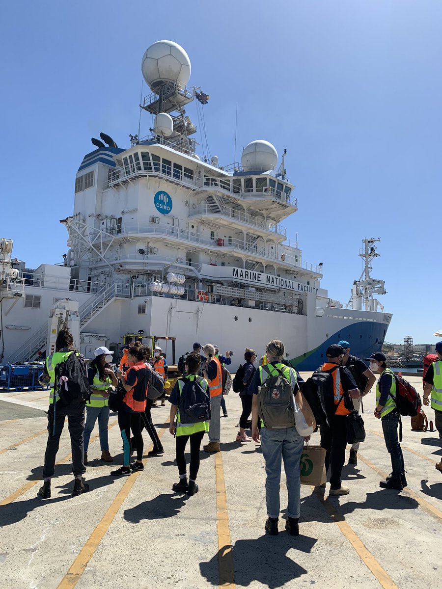 After a week of quarantine we’ve made it to the #RVInvestigator. Excitement is building! We have a couple of days of unpacking and getting organised, squaring things away before we depart. @GeoscienceAus @UQ_sees @IMASUTAS @CSIRO