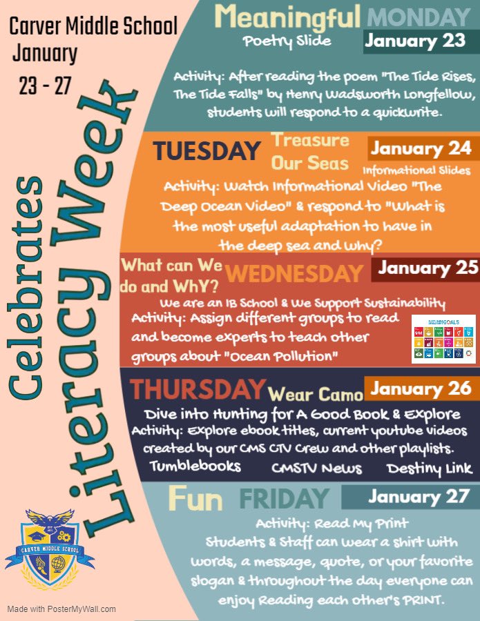 This week at Carver we are celebrating literacy week. We are taking a deep dive into literacy📚 . @pbcsd @Delray_Library @educationfl #FLCelebratesLiteracy