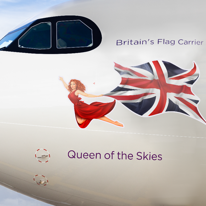 VirginAtlantic's tweet photo. Honouring Her Majesty Queen Elizabeth II 👑  

We’ve named our newest aircraft in honour of her late majesty, Queen Elizabeth II. Our @Airbus A330neo will have the name ‘Queen of the Skies’ with royal registration G-VEII, in tribute to the late monarch. https://t.co/FyVMu7L94K