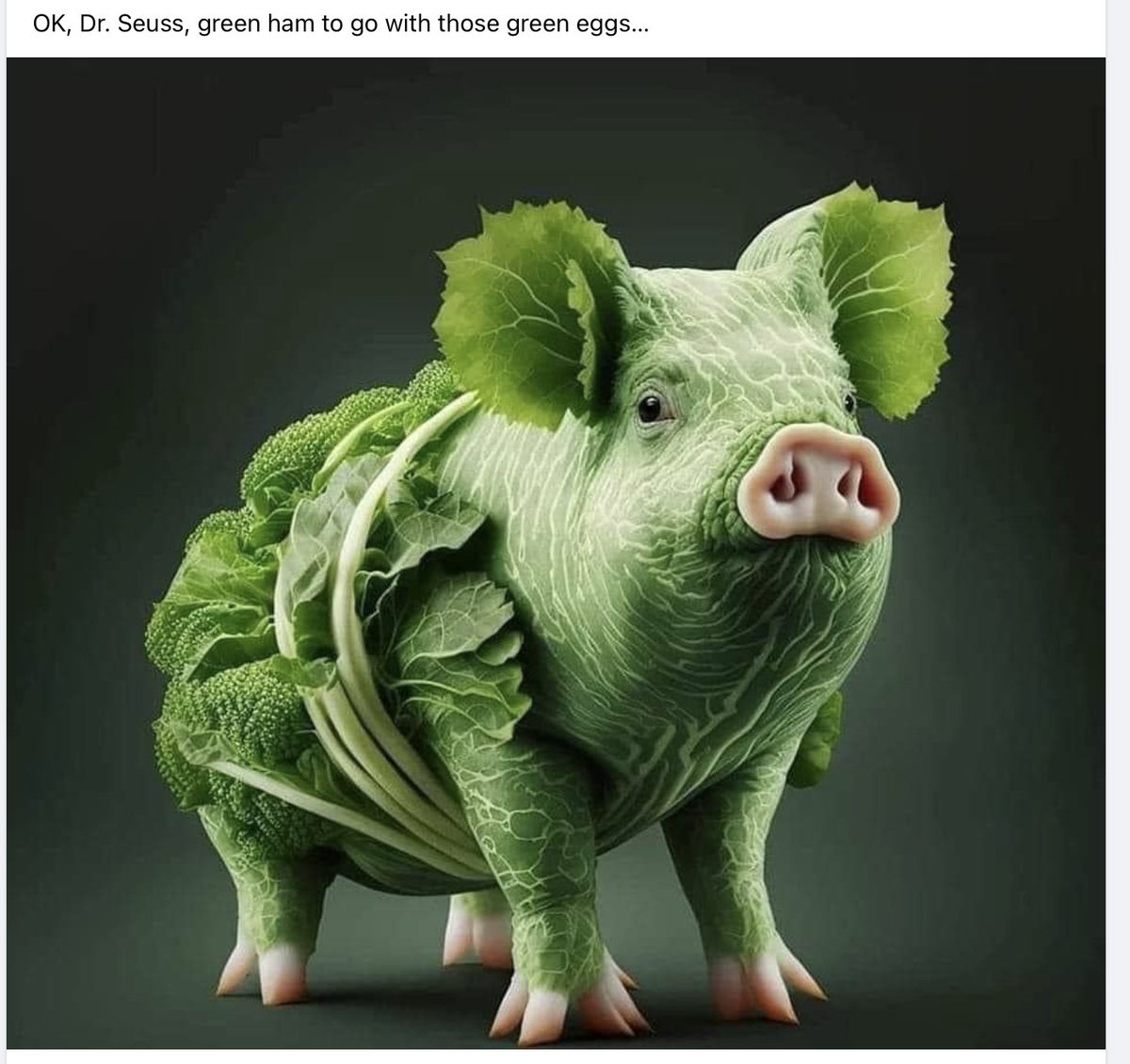 #pig #ham #greeneggsandham #greeneggs #cabbage #sculpture #art #edibleart #ediblearrangements #edible #edibleartwork Who says #bacon isn't a #vegetable #vegetarian pr #vegan?