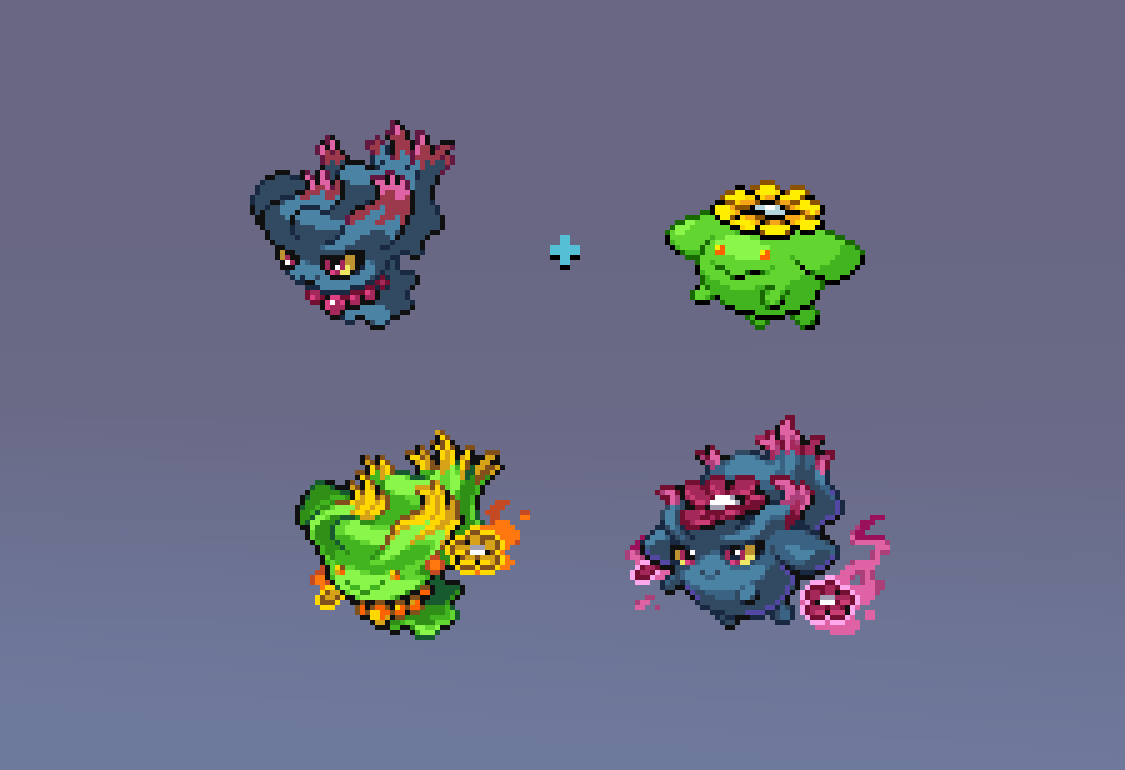 「made some more pokefusions #pixelart 」|gatoのイラスト
