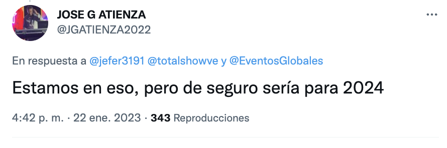 LeoCastilloVe's tweet photo. #ATENCIÓN 🚨 | @JGATIENZA2022 productor de espectáculos de @EventosGlobales y @totalshowve, dio a conocer a través de sus redes sociales que trabajan para que #Venezuela 🇻🇪 pueda tener una fecha de #SoyRebeldeTour (en el 2024) y poder ver a la banda mexicana en el país 😲🤞 https://t.co/rQ1vTDlmRO