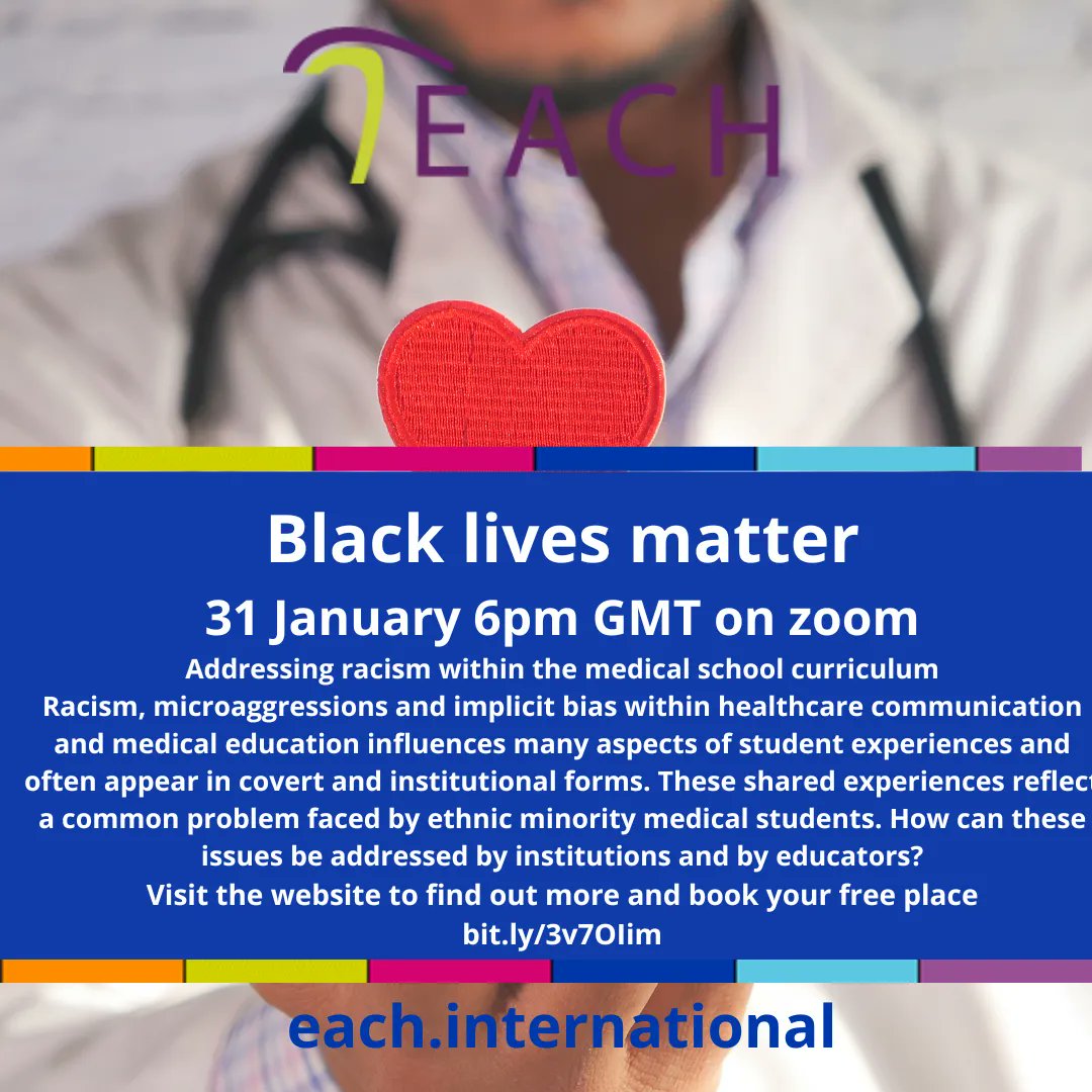 EACH_com's tweet photo. tEACH forum
Black lives matter - addressing racism in the medical school curriculum
31 January 2023, 6pm GMT
Gozie Offiah
https://t.co/VwqqndKGVv https://t.co/jJysPqRm1G