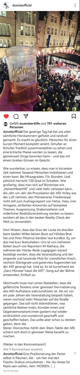 ms_keinenmeter's tweet photo. Wir sagen DANKE an alle, die mit uns zusammen protestiert haben und unsere Proteste unterstützt haben! Diesem Statement der @donotsofficial können wir uns nur voll und ganz anschließen! Wir machen weiter Keinen Meter den Nazis! Keinen Meter der AfD! 8/ #ms2001 #noAfD https://t.co/3uSBE7S5SU