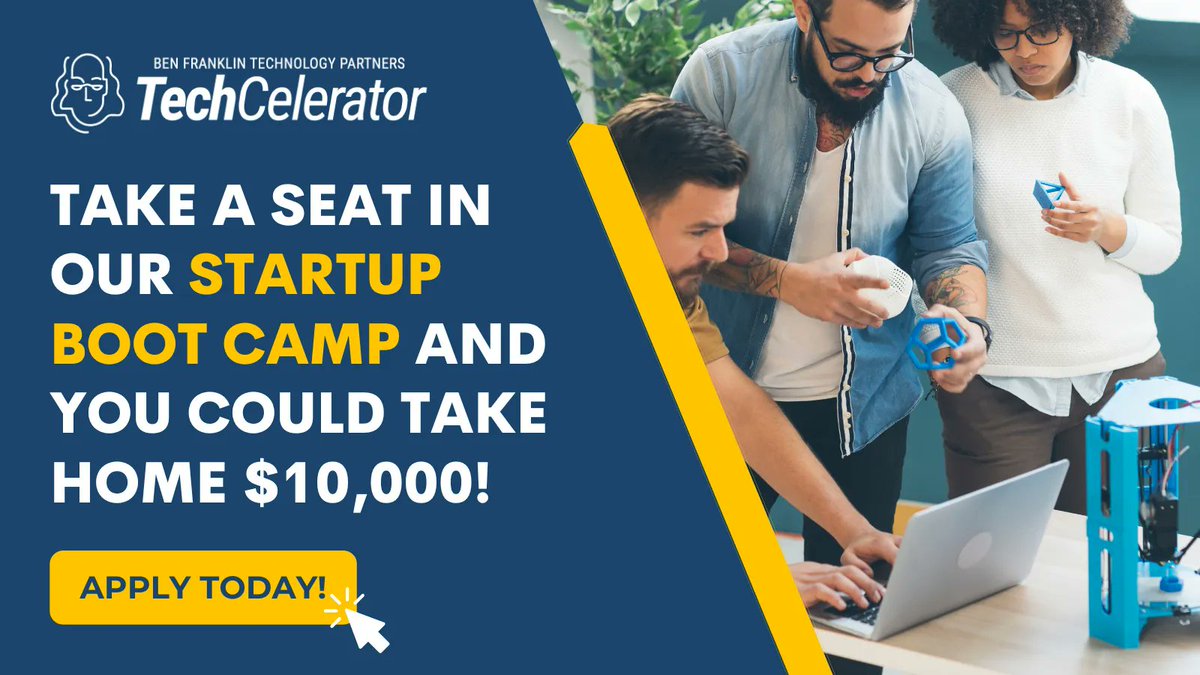 BenFrankCNP's tweet photo. We're offering #entrepreneurs, #gradstudents, #professors, and #universityresearchers a 10-week #businessbootcamp to help take the first step in launching your #startup. 💡 Learn more and apply: https://t.co/2LXojATEVD https://t.co/ucKXJl2ak3